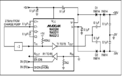 Un ricetrasmettitore a circuiti integrati in grado di erogare ± 30 V Diagram