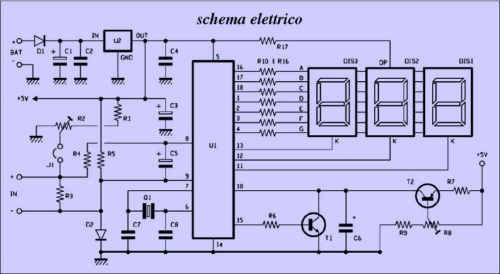 voltmetro single chip schema elettrico