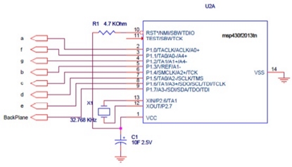 microcontrollore MSP430 schema