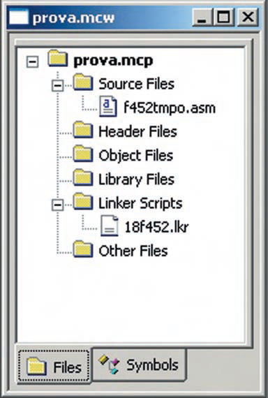 Figura 5. La finestra contenente i files di progetto