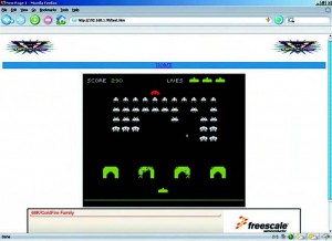 Figura 10. Il gioco Space Invaders implementato su MCF52233