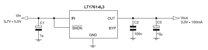 Figura 3. Regolatore di tensione basato su LT1761