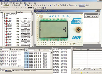 Figura 2. Schermata dell’AVR Studio con l’AVR LCD plug-in visibile al suo interno