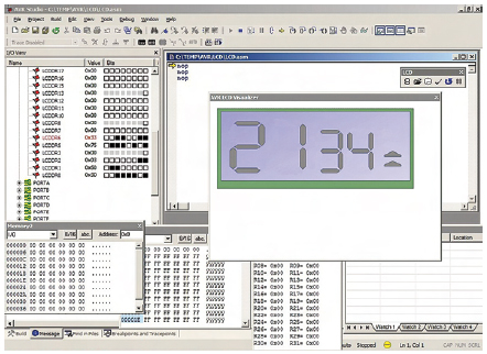 Figura 4. Simulazione dell’LCD in AVR Studio