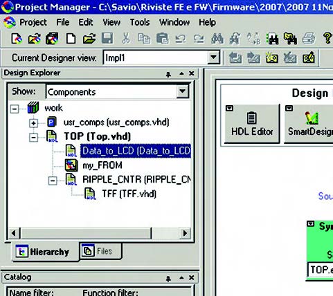 Figura 6: il tab Hierarchy riporta l’organizzazione gerarchica dei file VHDL del progetto.