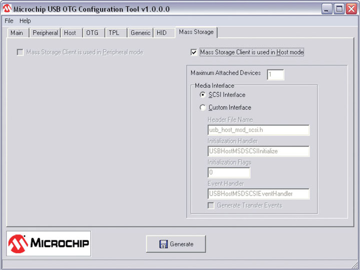 Figura 7: USB Config Tool - Mass Storage client driver.