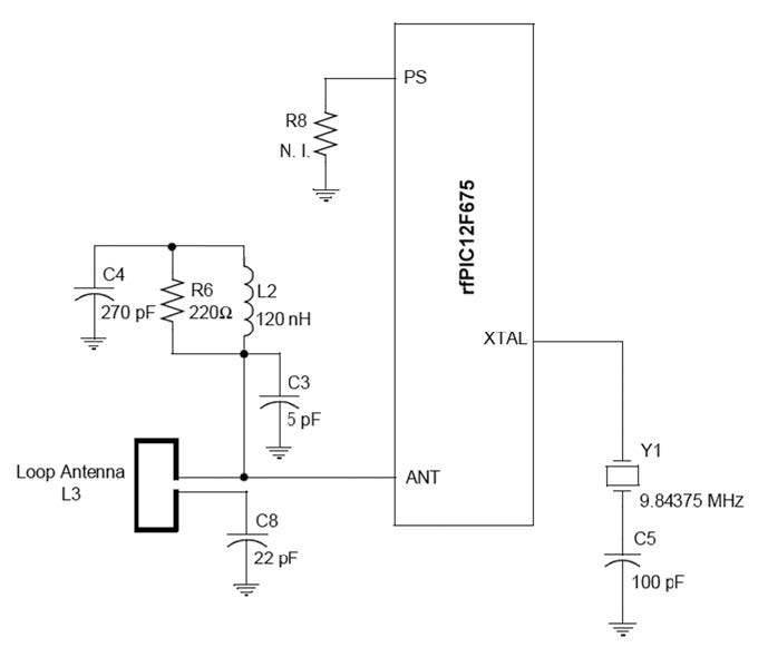 Figura 4: connessioni esterne all’rfPIC per la circuiteria RF