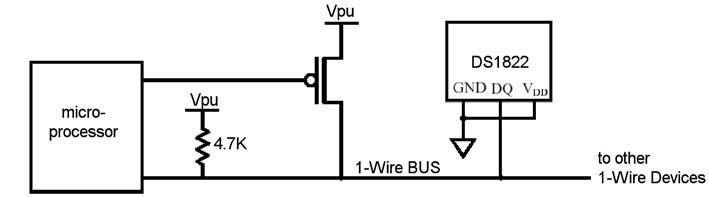 Figura 3: collegamento “Parasite Power” al bus One-Wire.