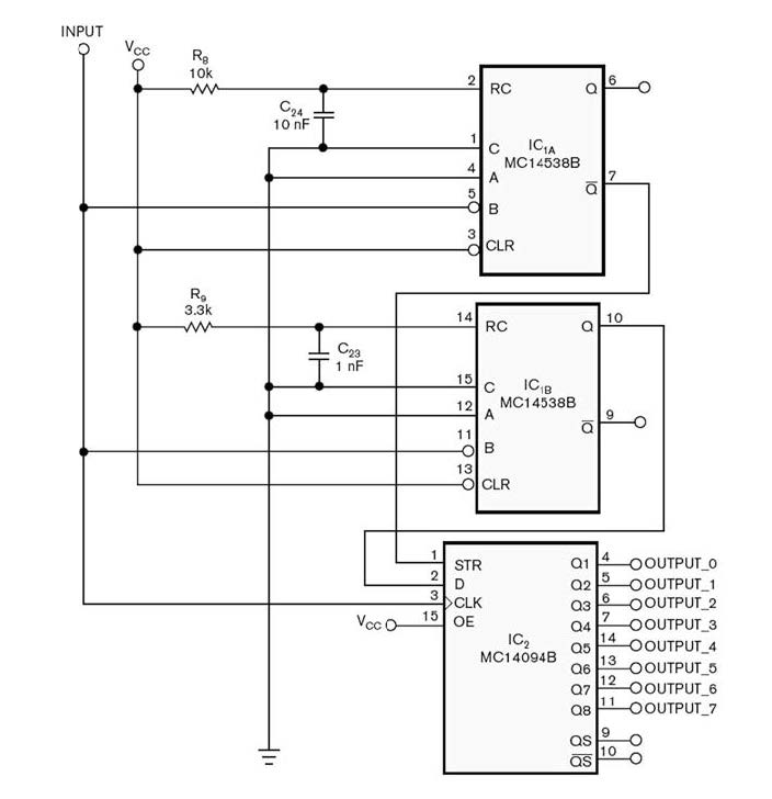 Figura 5: schema circuitale modificato per ottenere l’aggiornamento simultaneo delle uscite.