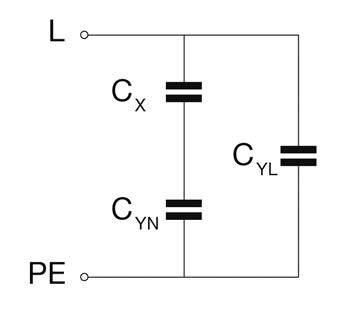 Figura 4: schema elettrico semplificato per determinare la massima corrente di dispersione.