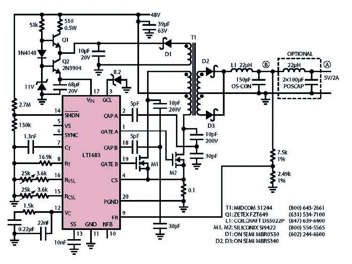 Figura 2: ultralow Noise 48V to 5V DC/DC Converter.