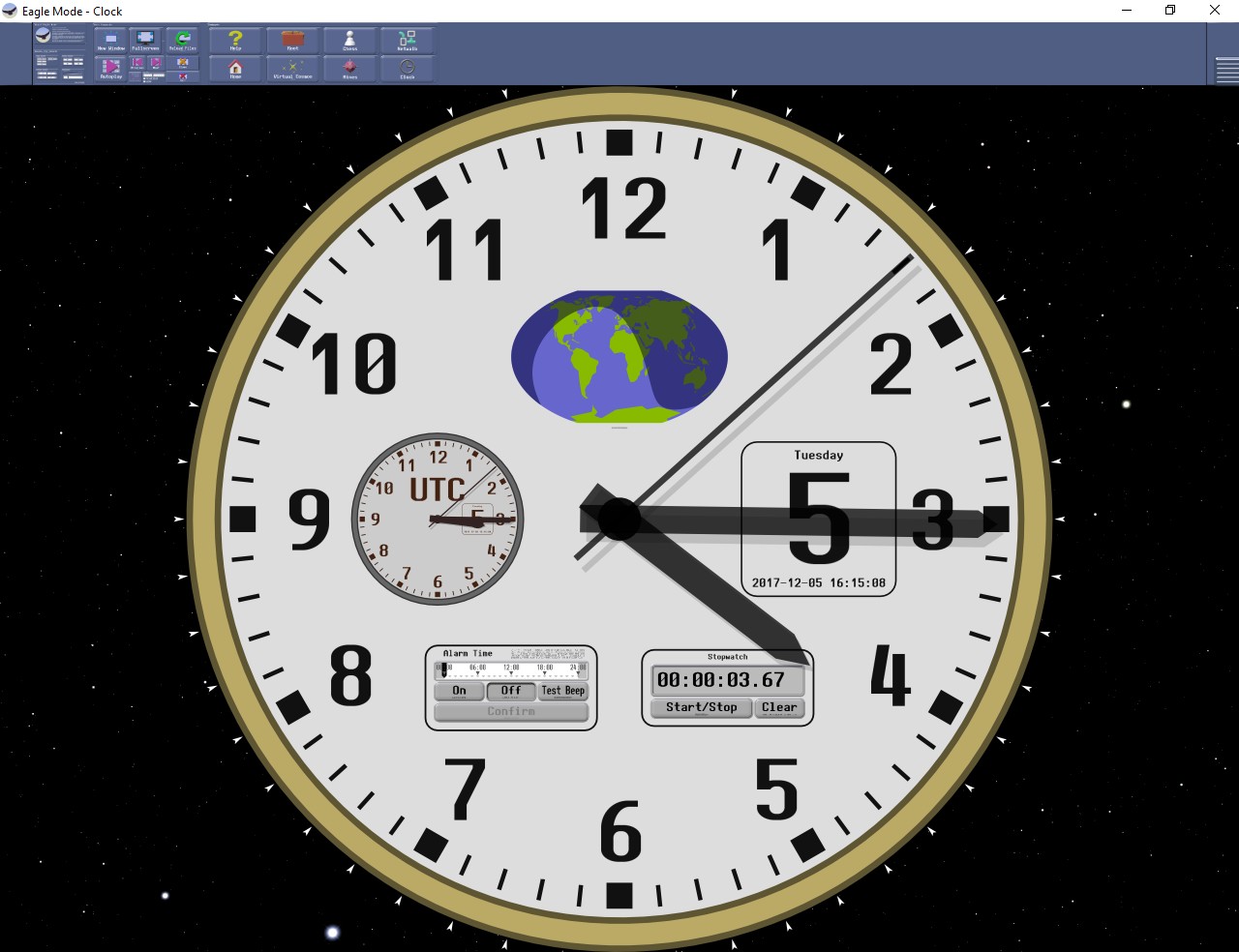 Figura 10: il bel quadrante dell'orologio di Eagle Mode
