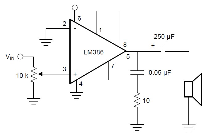 Figura 3: tipica applicazione dell'integrato LM386