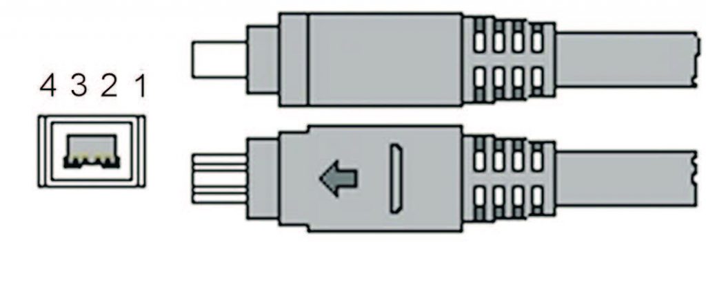 Figura 2: vista di un connettore IEEE 1394a con 4 poli.