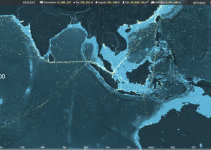 Navi circolanti nell'Oceano indiano il 4 maggio 2012, tracciate e con i relativi dati operativi.