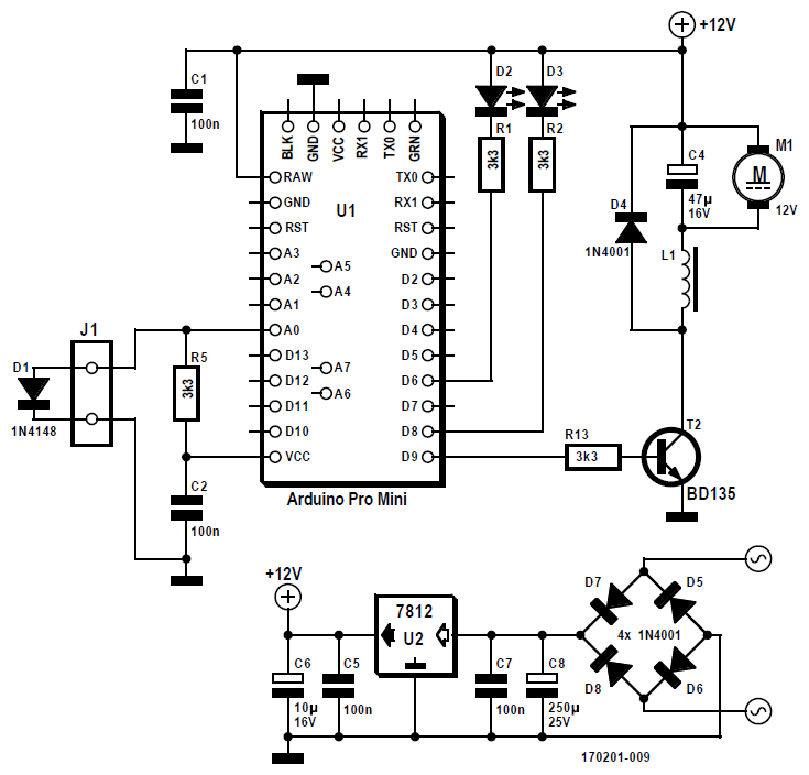 Figura 4: con la versione digitale si può notare che la prima parte del circuito è sostituita da Arduino Pro Mini mentre la seconda parte è praticamente invariata