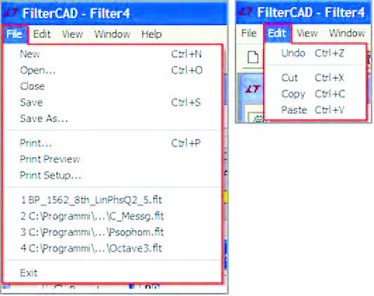 Figura 16: menu File e menu Edit.