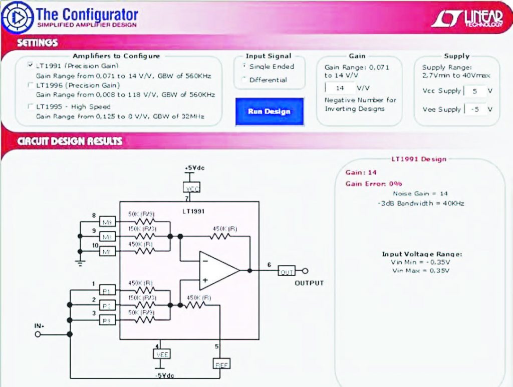 Figura 16: attraverso il pulsante “Run Design” si avvia la generazione della configurazione circuitale dell’amplificatore.
