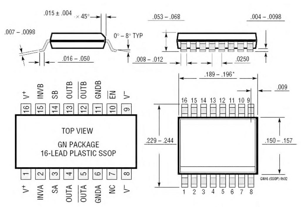 Figura 10: package (SSOP 16) del chip LT1568