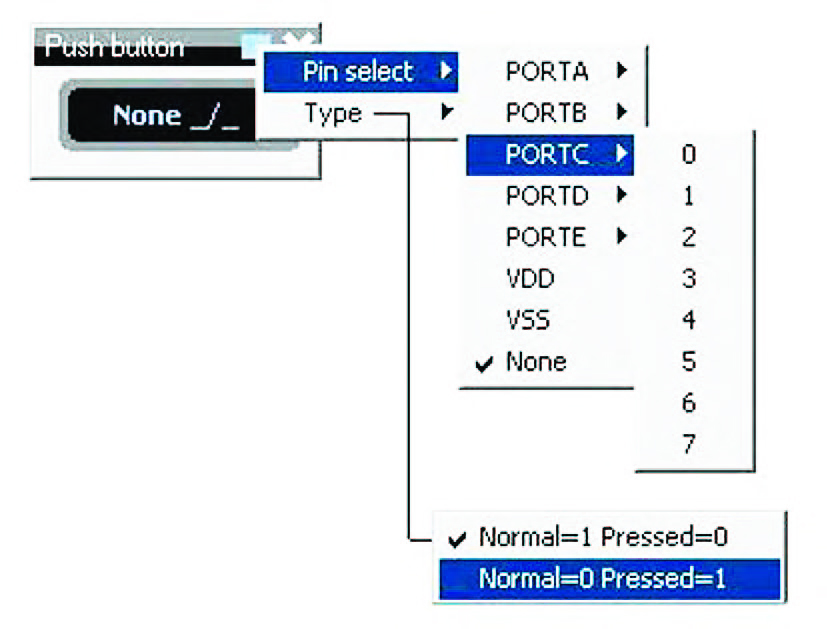 Figura 20: esploso delle funzioni di impostazione di un “Push Button” virtuale.