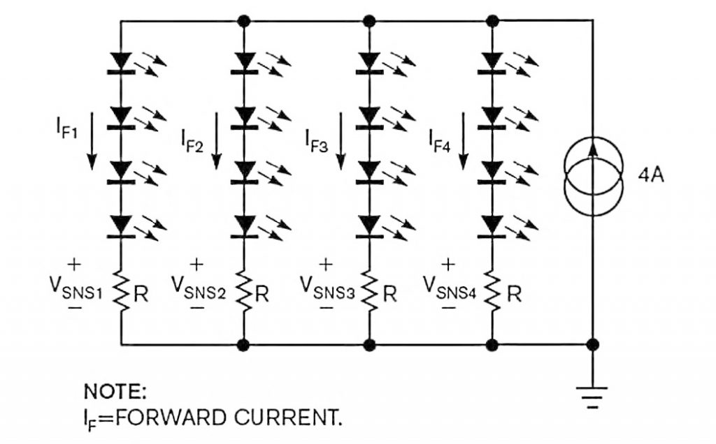 Figura 4: array 4x4 di LED in serie-parallelo.