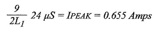 Figura 7: calcolo dell’intensità di corrente che attraversa l’induttore.