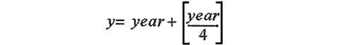 Figura 2: equazione per il calcolo della cifra degli anni.