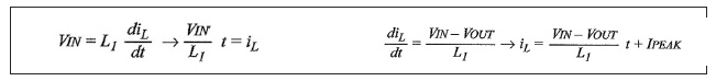 Figure 3-4: equazioni che mostrano gli andamenti della corrente nell’induttore