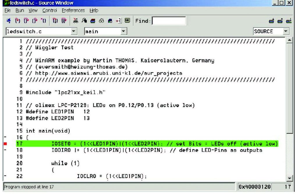 Avvio di una sessione di debug