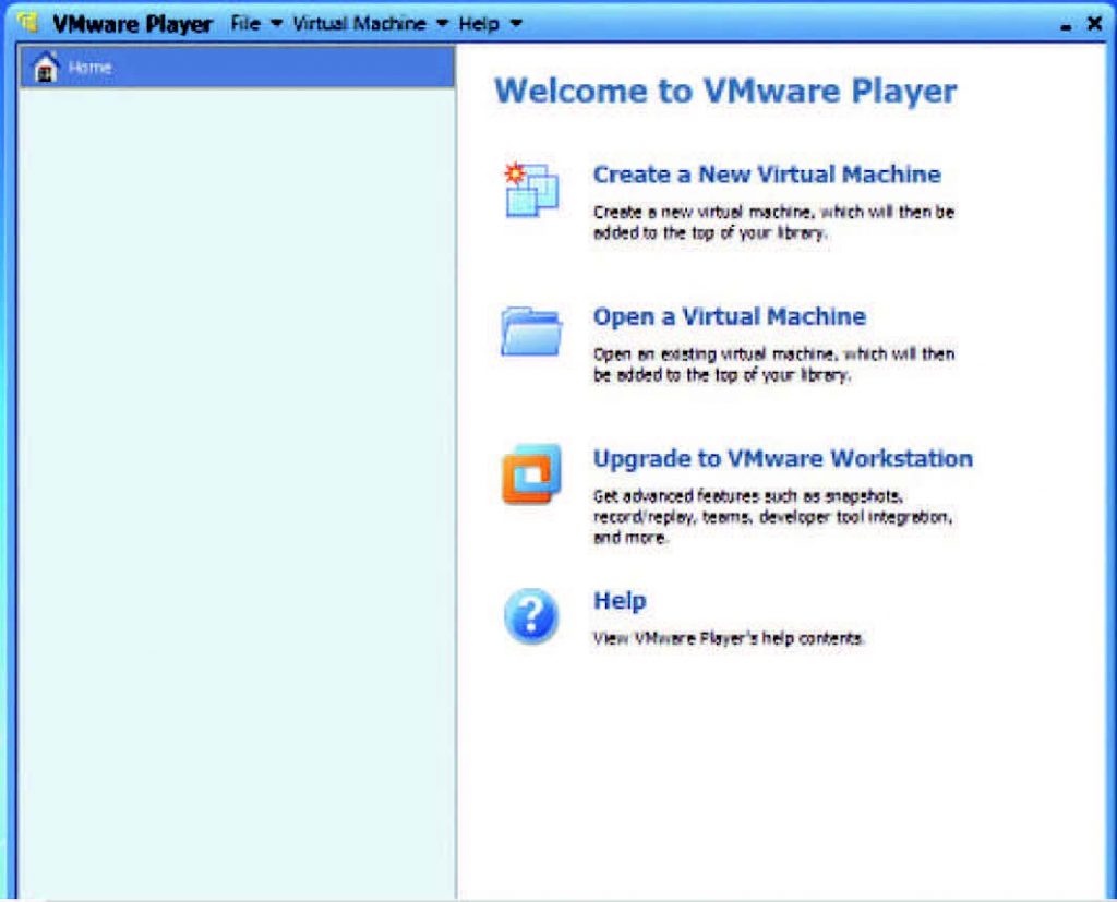 Figura 2. Il VMware Player è stato installato. Ora ci occorre una macchina virtuale.