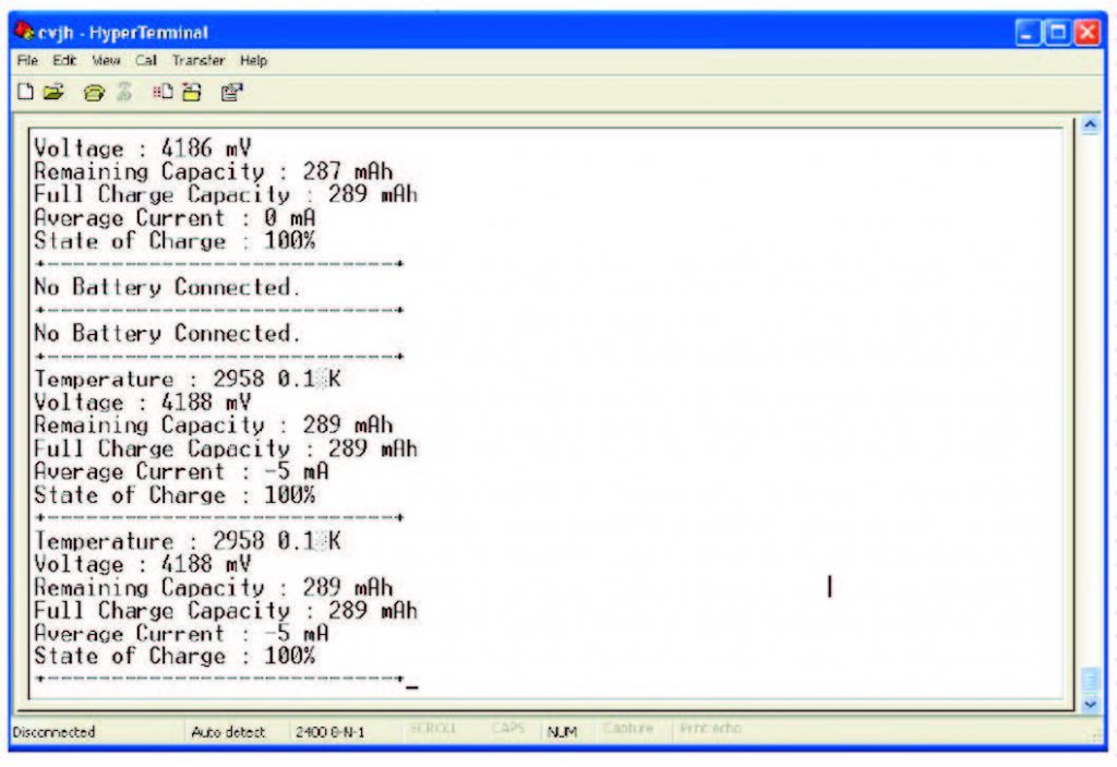 Figura 16- Screenshot HyperTerminal dell’applicazione demo basata su MSP430 [1]
