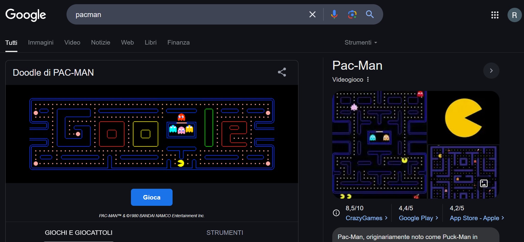 Doodle di Pac-Man su Google