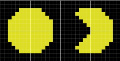 Proiezione alternata di due meta sprite per ottenere l'effetto apertura e chiusura della bocca di Pac-Man